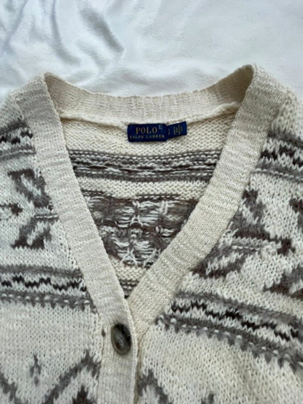 Polo Ralph Lauren Cardigan Sweater Women's Wool Alpaca V-Neck, Beige, Size S - Picture 4 of 7